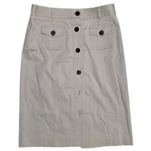 Talbots Petites Woman's Light Khaki  Button-Down Stretch Pencil Skirt Size 6P